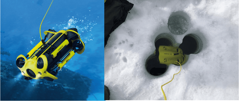 Underwater Inspections Using Chasing Submersible Drones